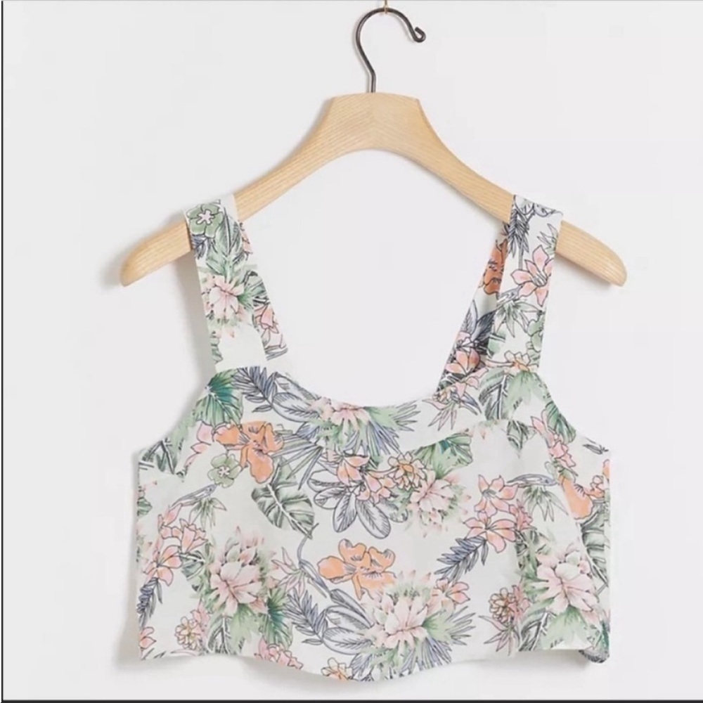 ANTHROPOLOGIE CROPPED COVER UP TANK TOP SWIMWEAR SPRINGBROOK FLORAL SIZE M NWT